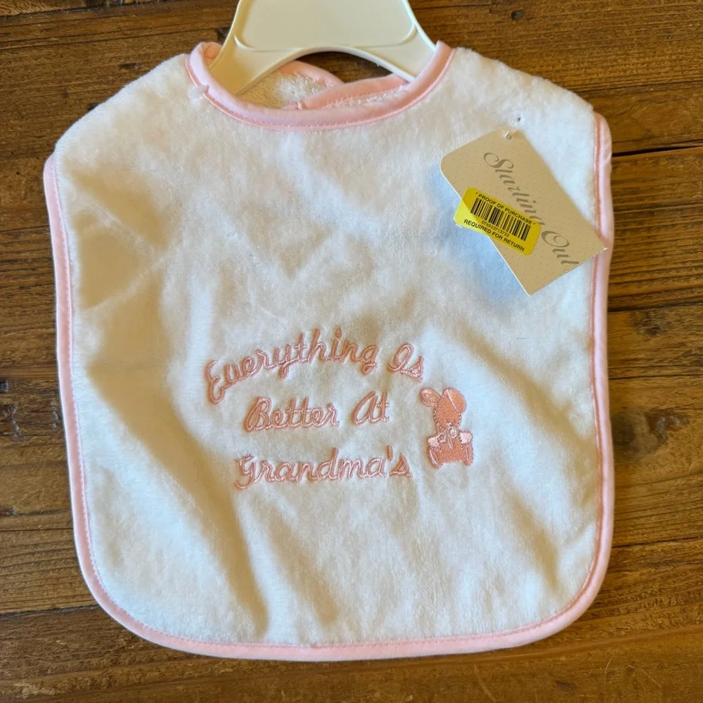 Pink and White Baby Bib